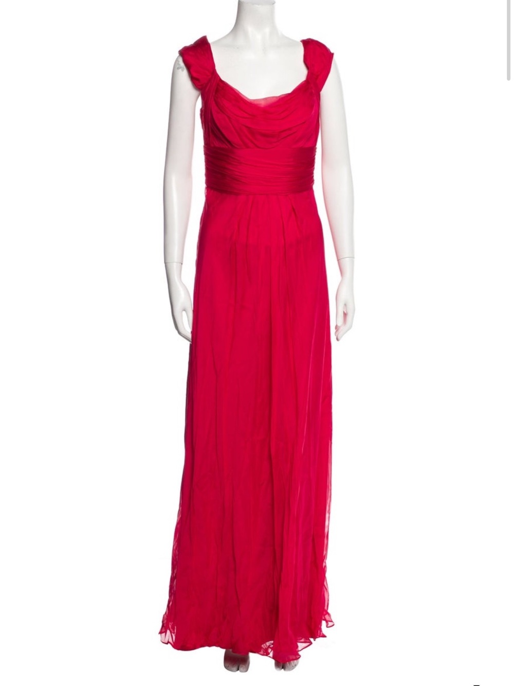 Carmen Marc Valvo Fuchsia Draped Maxi Gown